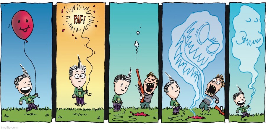 Lio | image tagged in comics,lio,balloon,revenge | made w/ Imgflip meme maker