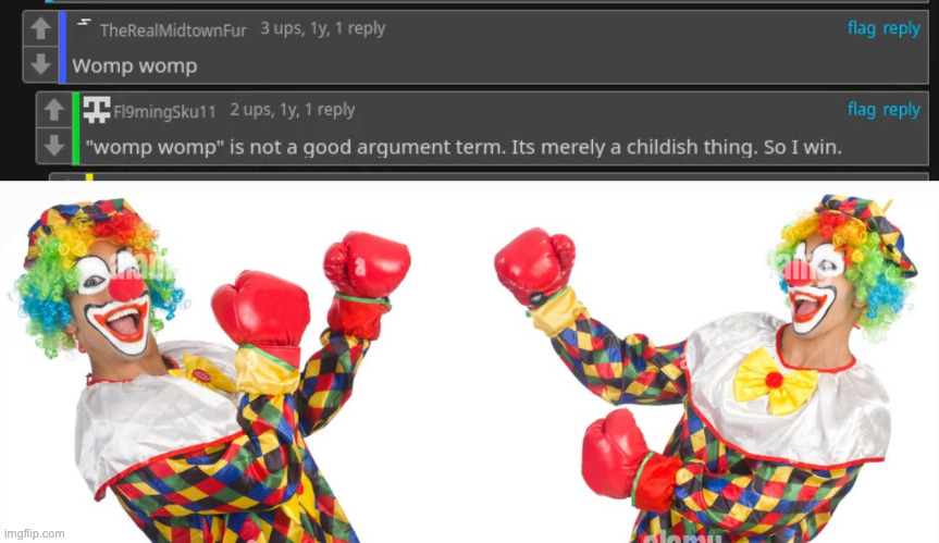 image tagged in 2 clowns fighting | made w/ Imgflip meme maker