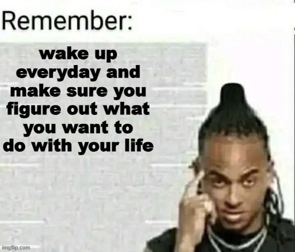 Remember | wake up everyday and make sure you figure out what you want to do with your life | image tagged in remember | made w/ Imgflip meme maker