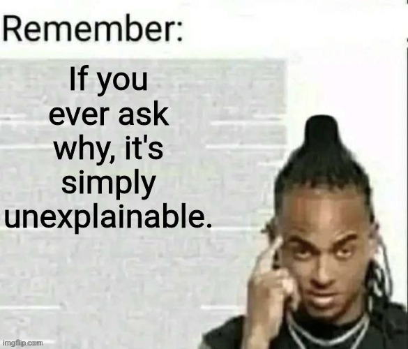 Remember | If you ever ask why, it's simply unexplainable. | image tagged in remember | made w/ Imgflip meme maker
