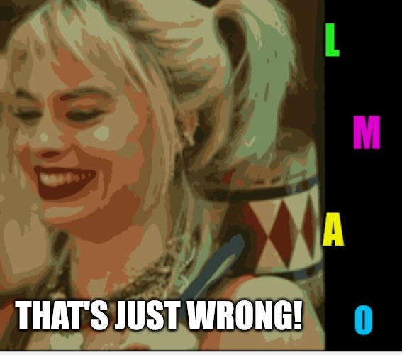 Harley Quinn LMAO | THAT'S JUST WRONG! | image tagged in harley quinn lmao | made w/ Imgflip meme maker
