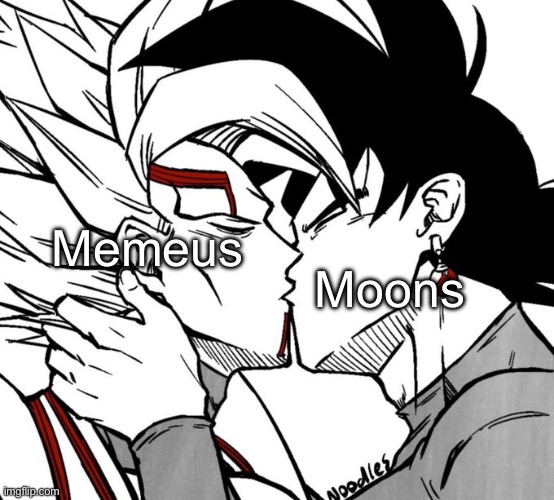 I know they different genders but whatever | Moons; Memeus | image tagged in evil dbz sequel yaoi,msmg | made w/ Imgflip meme maker