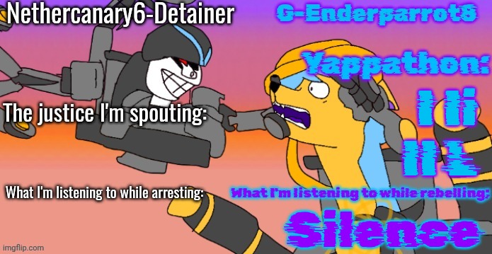 Nethercanary and Enderparrot announcement | I Ii
II L; Silence | image tagged in nethercanary and enderparrot announcement | made w/ Imgflip meme maker