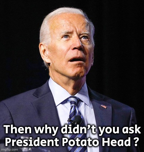 Joe Biden | Then why didn't you ask
President Potato Head ? | image tagged in joe biden | made w/ Imgflip meme maker