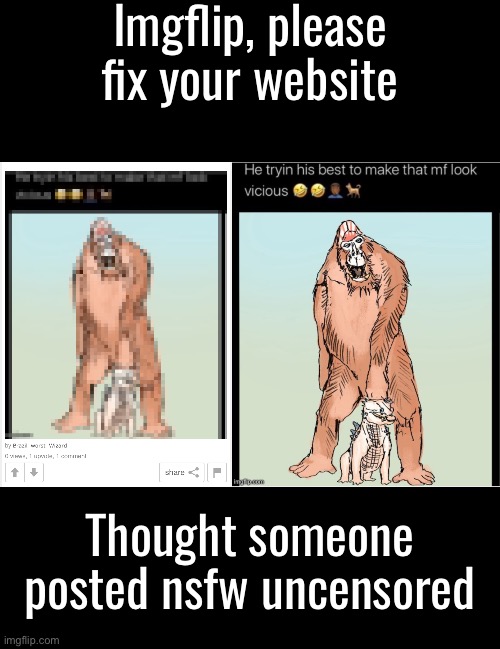 Holy fuck that was a jumpscare | Imgflip, please fix your website; Thought someone posted nsfw uncensored | made w/ Imgflip meme maker