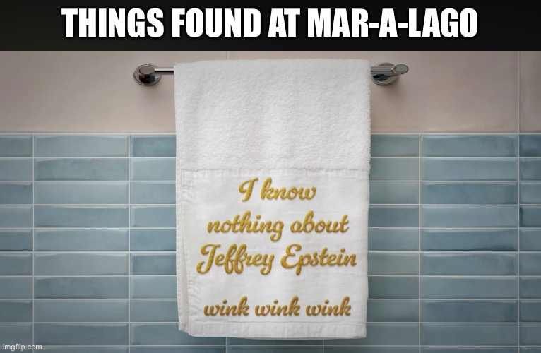 Trump and epstein | THINGS FOUND AT MAR-A-LAGO | image tagged in donald trump,maga,mar-a-lago,jeffrey epstein,republicans,right wing | made w/ Imgflip meme maker
