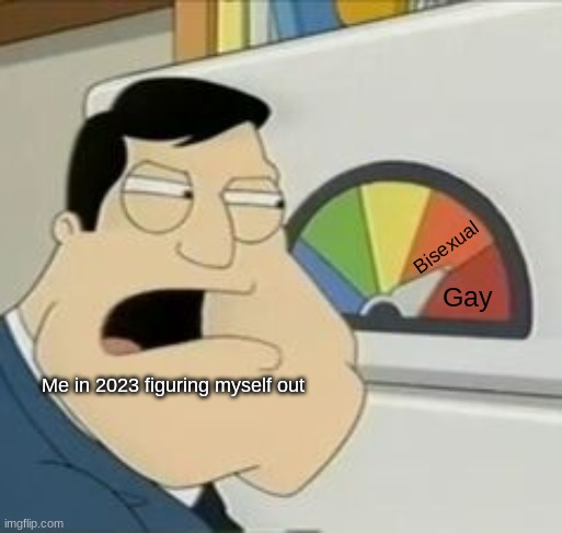 Stan Meter | Bisexual; Gay; Me in 2023 figuring myself out | image tagged in stan meter | made w/ Imgflip meme maker