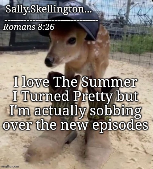Sally's temp | I love The Summer I Turned Pretty but I'm actually sobbing over the new episodes | image tagged in sally's temp | made w/ Imgflip meme maker