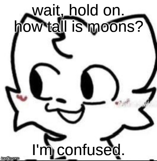 boykisser | wait, hold on. how tall is moons? I'm confused. | image tagged in boykisser | made w/ Imgflip meme maker