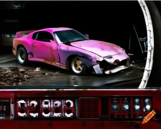 Toyota Supra badly damaged and abandoned Blank Meme Template
