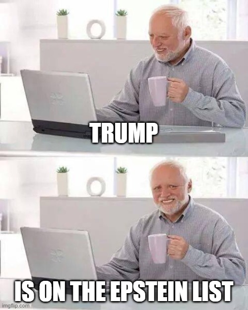 No shock! and Im back terrorizing magats | TRUMP; IS ON THE EPSTEIN LIST | image tagged in memes,hide the pain harold | made w/ Imgflip meme maker
