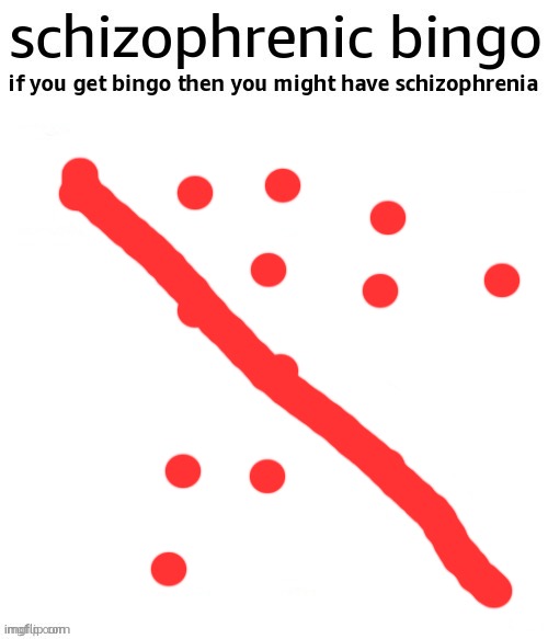 schizophrenic bingo | image tagged in schizophrenic bingo | made w/ Imgflip meme maker