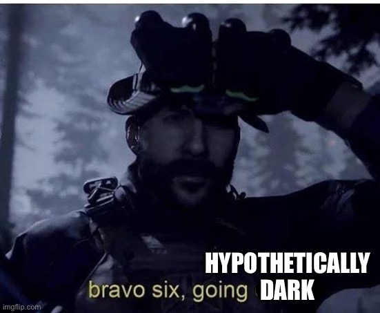 Bravo six going dark | HYPOTHETICALLY
DARK | image tagged in bravo six going dark | made w/ Imgflip meme maker