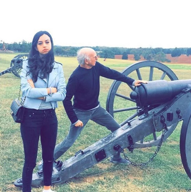 Larry David and Daughter with Cannon Blank Meme Template