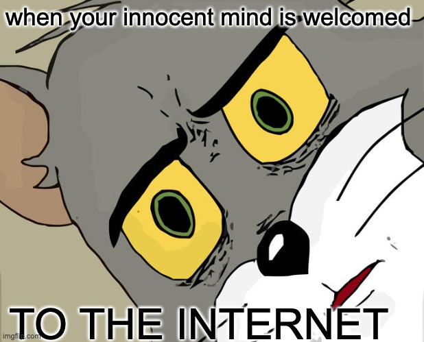 Unsettled Tom Meme | when your innocent mind is welcomed; TO THE INTERNET | image tagged in memes,unsettled tom | made w/ Imgflip meme maker