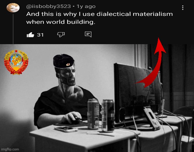 Gigachad On The Computer | image tagged in gigachad on the computer,memes,communism,art memes,relatable memes,lol | made w/ Imgflip meme maker