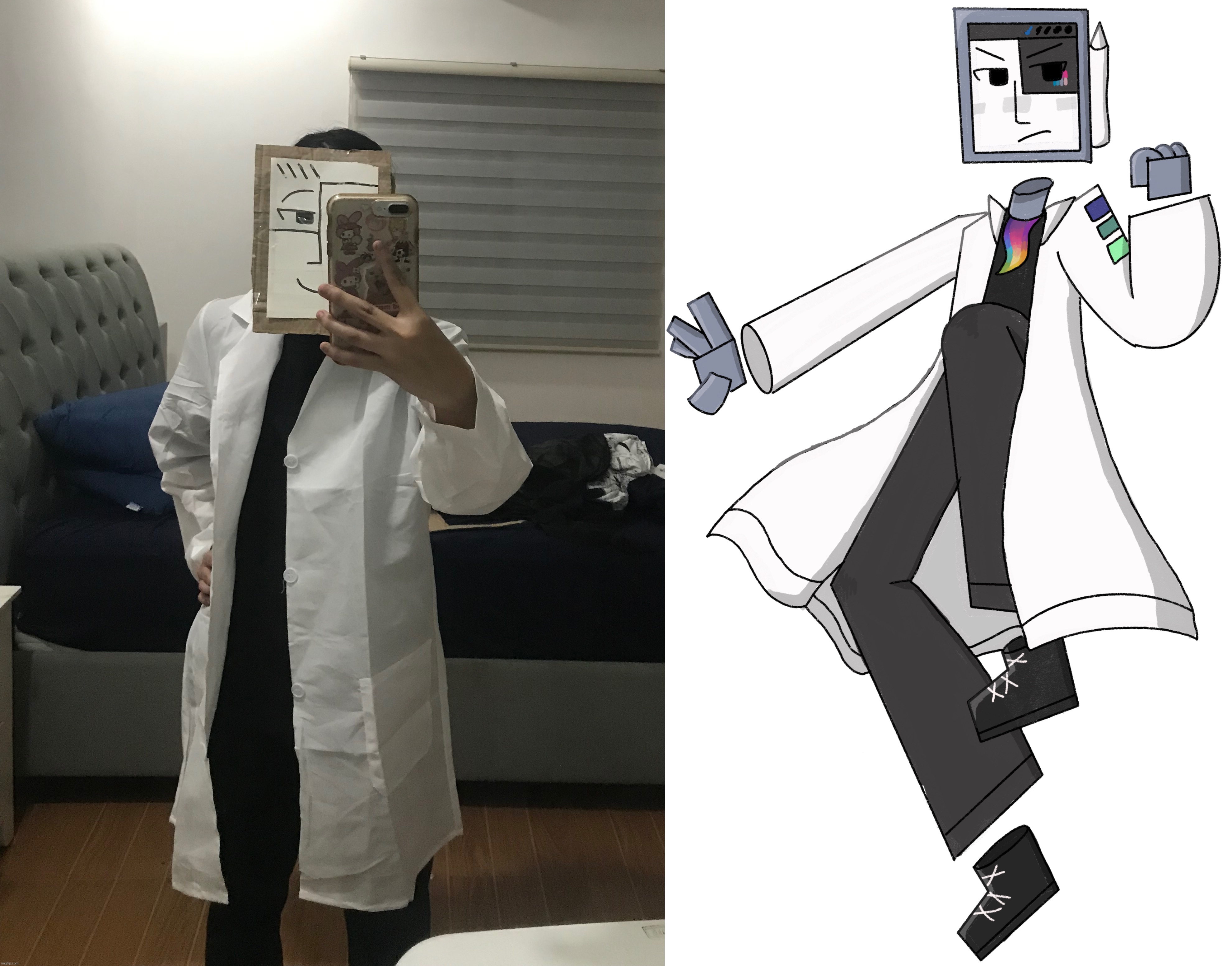 So I decided to cosplay Professor Procreate （＾ν＾）(Tried out cosplaying for the first time) | image tagged in professor procreate,cosplay,because yes | made w/ Imgflip meme maker