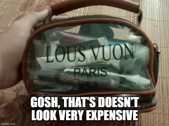 Louis V? | GOSH, THAT'S DOESN'T LOOK VERY EXPENSIVE | image tagged in you had one job | made w/ Imgflip meme maker