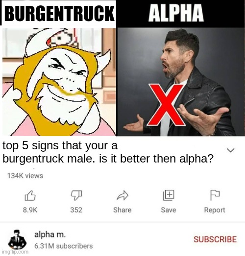 15 signs you're a sigma male is it better than alpha | BURGENTRUCK; top 5 signs that your a burgentruck male. is it better then alpha? | image tagged in 15 signs you're a sigma male is it better than alpha | made w/ Imgflip meme maker