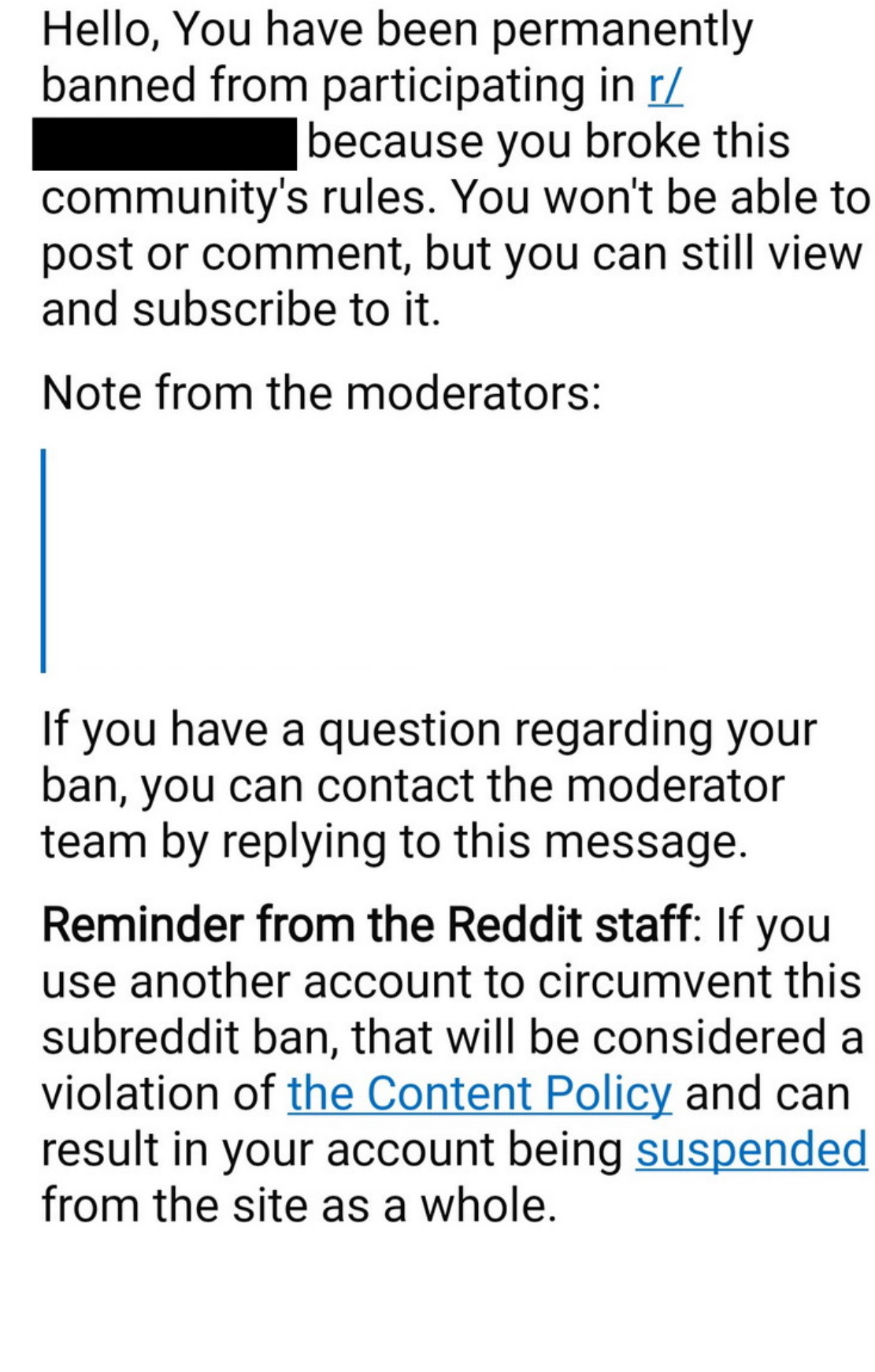 High Quality Subreddit Ban Message Blank Meme Template