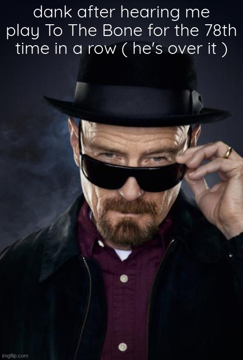 Breaking Bad Walter White | dank after hearing me play To The Bone for the 78th time in a row ( he's over it ) | image tagged in breaking bad walter white | made w/ Imgflip meme maker