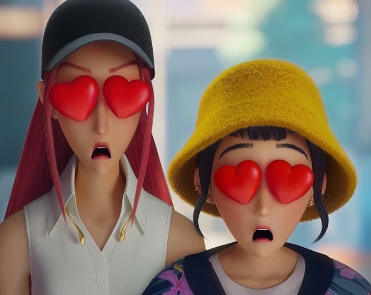 Mira and Zoey with hearts Blank Meme Template