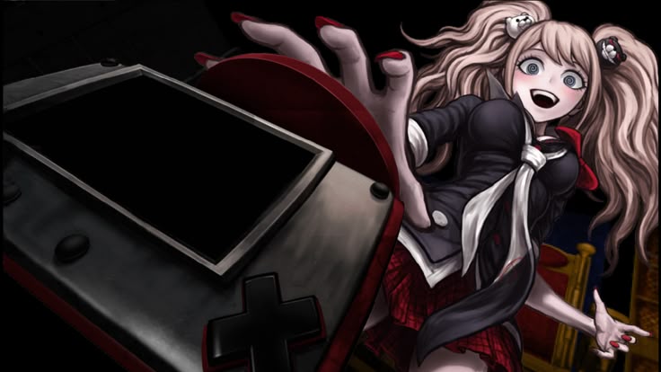 Junko Pushing button Blank Meme Template