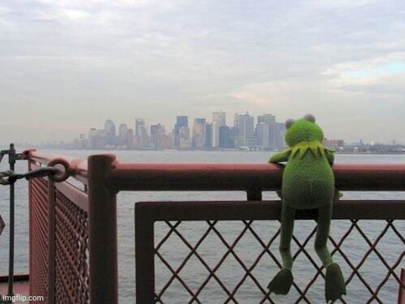 pensive reflecting thoughtful kermit on bridge | image tagged in pensive reflecting thoughtful kermit on bridge | made w/ Imgflip meme maker