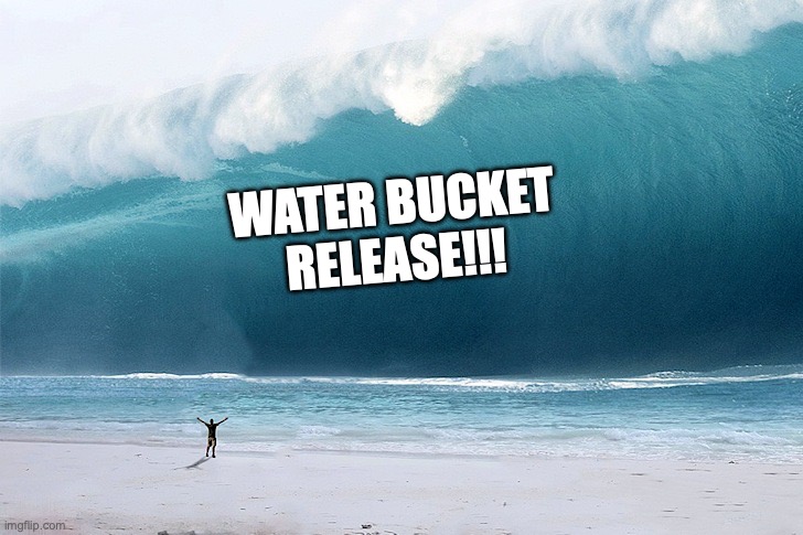 chicken jockey | WATER BUCKET RELEASE!!! | image tagged in tsunami,memes,minecraft movie,minecraft | made w/ Imgflip meme maker
