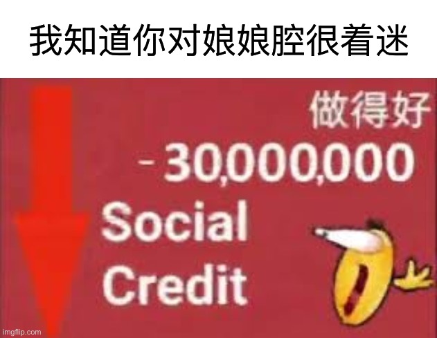 Translate this | 我知道你对娘娘腔很着迷 | image tagged in social credit,msmg | made w/ Imgflip meme maker