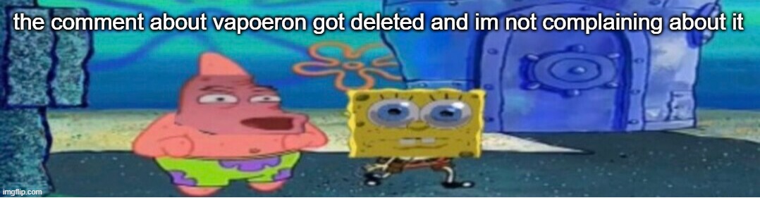 whuh v2 | the comment about vapoeron got deleted and im not complaining about it | image tagged in whuh v2 | made w/ Imgflip meme maker