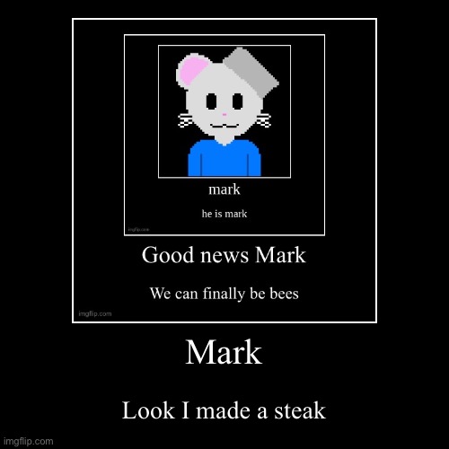 Mark | Look I made a steak | image tagged in funny,demotivationals | made w/ Imgflip demotivational maker