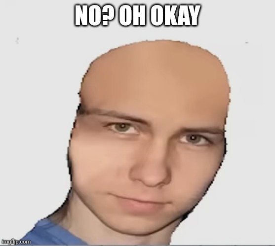 Bald danno | NO? OH OKAY | image tagged in bald danno | made w/ Imgflip meme maker