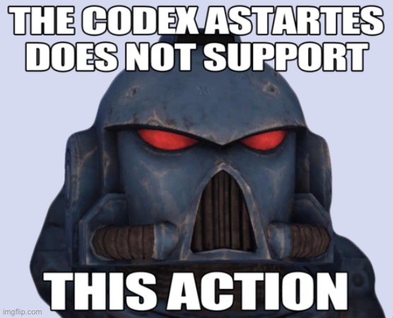 The codex astartes does not support this action | image tagged in the codex astartes does not support this action | made w/ Imgflip meme maker