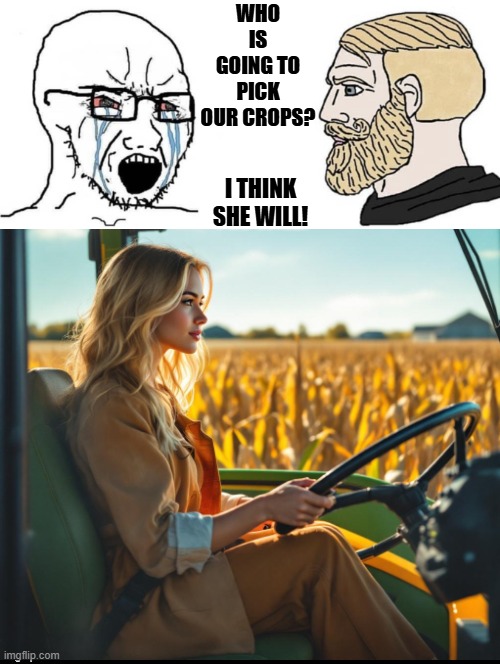 Who is going to pick our crops? | WHO IS GOING TO PICK OUR CROPS? I THINK SHE WILL! | image tagged in beautiful woman | made w/ Imgflip meme maker