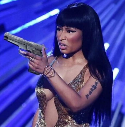 Nicki Minaj Whats Good with pew pew Blank Meme Template