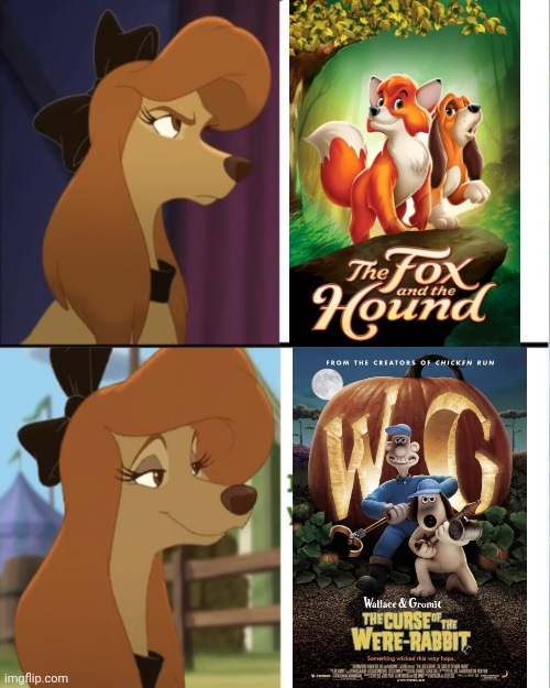 Dixie Loves Wallace And Gromit The Curse Of The Were-Rabbit Over Then The Fox And The Hound 1981 | image tagged in dixie drake meme,the fox and the hound 2,the fox and the hound,wallace and gromit,reba mcentire,country music | made w/ Imgflip meme maker