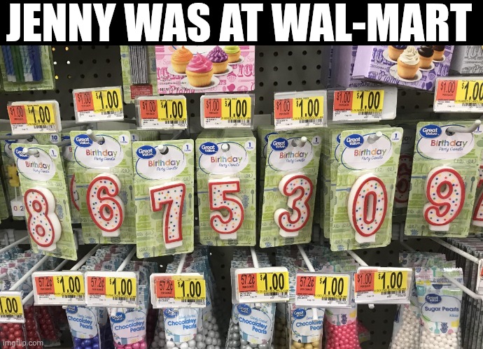 Jenny Was At Wal-Mart | JENNY WAS AT WAL-MART | image tagged in chrisjoines1 | made w/ Imgflip meme maker