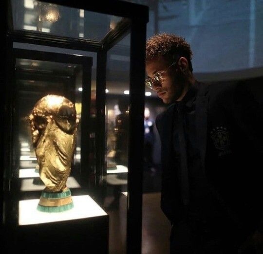 neymar looking at worldcup trophy Blank Meme Template