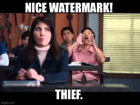ha gay | NICE WATERMARK! THIEF. | image tagged in ha gay | made w/ Imgflip meme maker