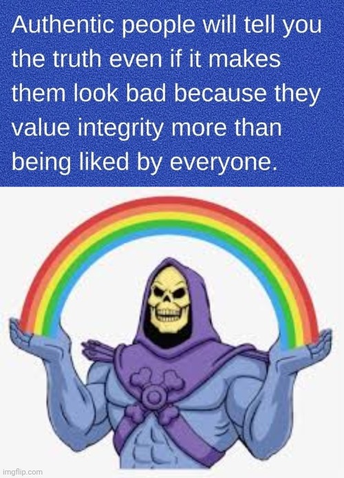Authenticity Skeletor | image tagged in skeletor rainbow,reputation | made w/ Imgflip meme maker