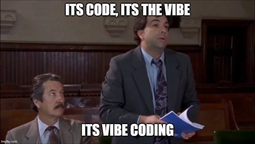 When vibe coding goes wrong | ITS CODE, ITS THE VIBE; ITS VIBE CODING | image tagged in the castle it's the vibe | made w/ Imgflip meme maker