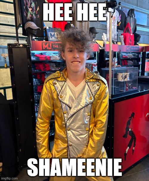 Hee Hee Shameenie | HEE HEE; SHAMEENIE | image tagged in liam keel history crotch grab,michael jackson,crotch,lewd,liam keel | made w/ Imgflip meme maker