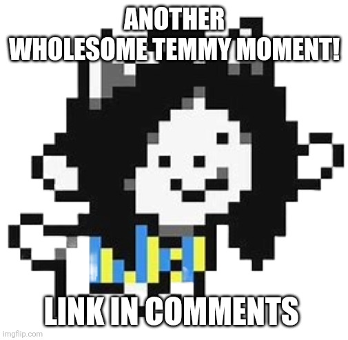 2 wholesome temmies are better then one! | ANOTHER WHOLESOME TEMMY MOMENT! LINK IN COMMENTS | image tagged in temmie | made w/ Imgflip meme maker