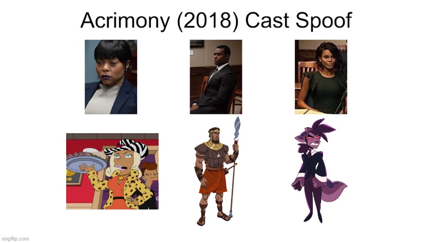 Credit to Waldness Topic International for this used | image tagged in meme,memes,spoof cast,acrimony,characters,roles | made w/ Imgflip meme maker