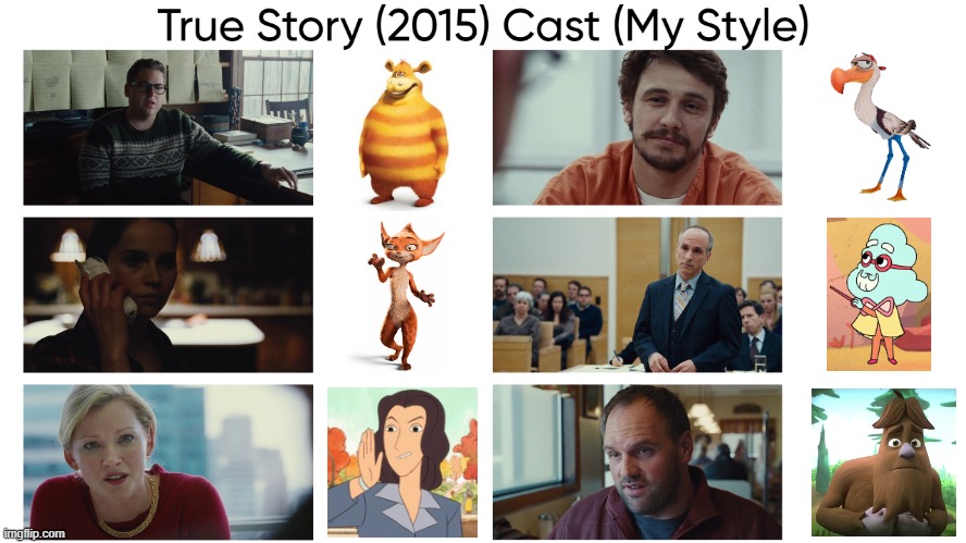 True Story (2015) Cast (My Style) | image tagged in true story 2015 cast my style,meme,memes,spoof cast,true story,characters | made w/ Imgflip meme maker