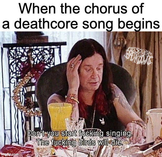 ozzy deathcore | When the chorus of a deathcore song begins | made w/ Imgflip meme maker