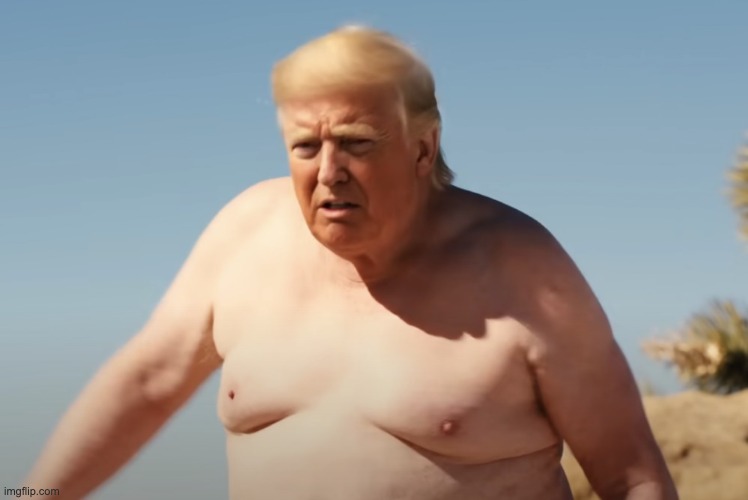 Standing Nude in Orange | image tagged in standing nude in orange,trump,nude | made w/ Imgflip meme maker