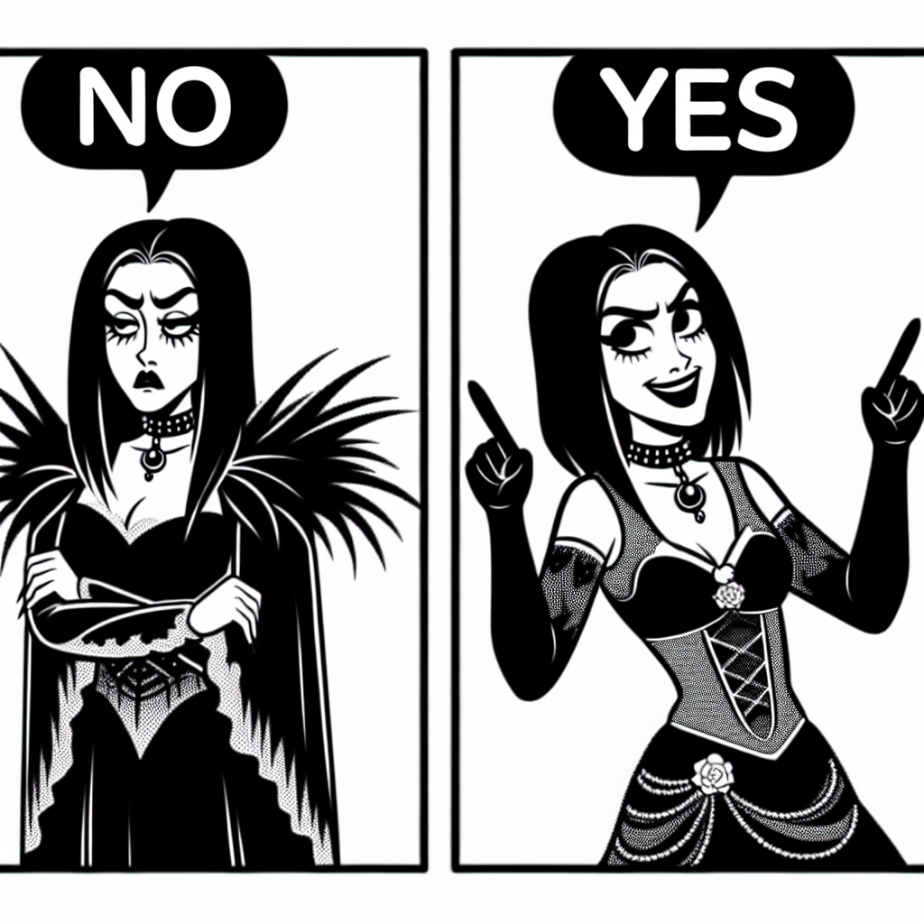 Drake meme but with a goth lady instead of drake in both panels Blank Meme Template