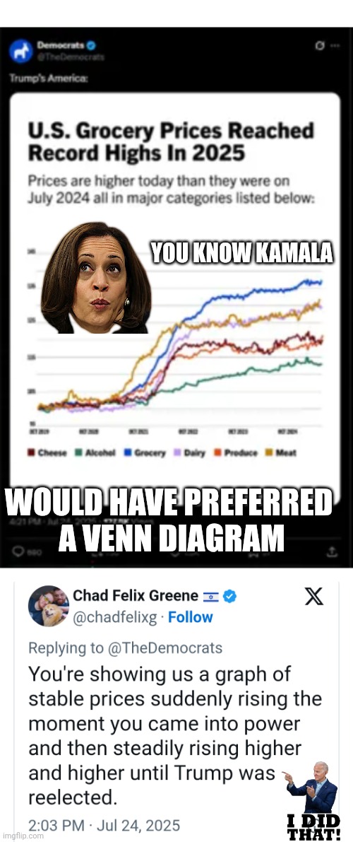Get Kamala and the Venn Diagram | YOU KNOW KAMALA; WOULD HAVE PREFERRED 
A VENN DIAGRAM | image tagged in leftists,democrats,liberals,biden,economy | made w/ Imgflip meme maker